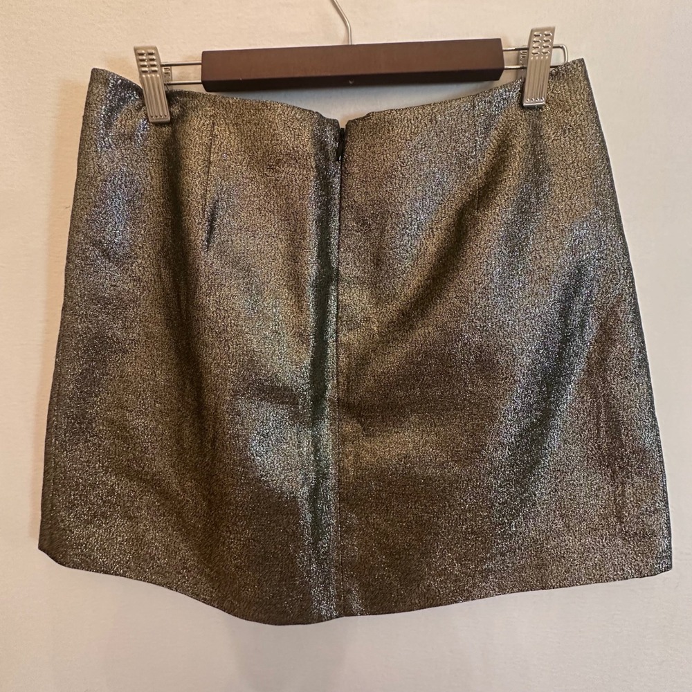 Madewell Metallic Mini Skirt Bronze Gold A-Line Holiday Party 08523 Size 6 - Picture 6 of 6